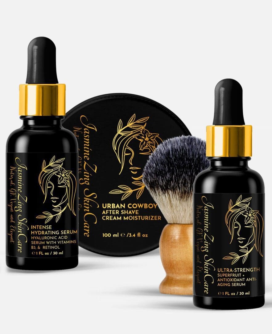 A set of three products with a brush and mirror.